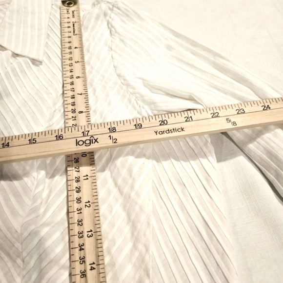 COLDWATER Creek button down fitted white shirt blouse sz L 1X - Picture 3 of 8